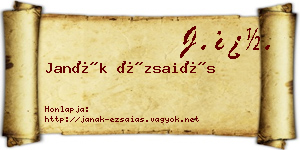 Janák Ézsaiás névjegykártya